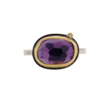Faceted Amethyst and Diamond Ring