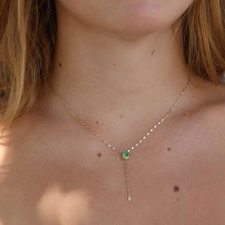 Rosecut Emerald Lariat Gold Necklace Image