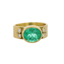 Rosecut Emerald and Diamond Ring