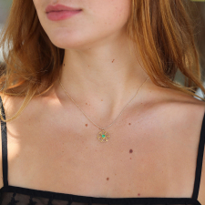 Small Emerald Mandala Gold Necklace Image