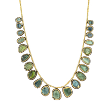 Green Tourmaline Gold Bead Necklace