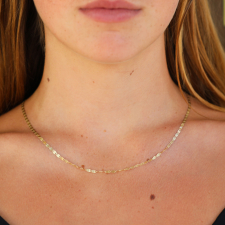 Gold Matte Flat Chain with Emerald Crystal