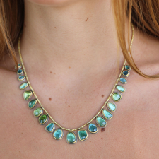 Green Tourmaline Gold Bead Necklace Image