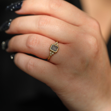 Square Rosecut Grey Diamond Gold Ring Image
