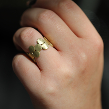 Wide Hammered Gold Dot Band Ring Image