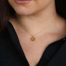 Hammered Gold Diamond Disc Necklace Image