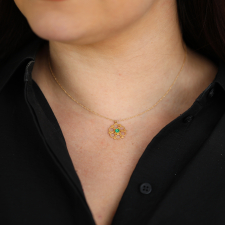 Small Emerald Mandala Gold Necklace Image