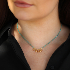 Green Turquoise Beaded Necklace with Gold Nuggets Image
