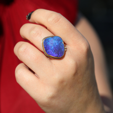 Asymmetrical Boulder Opal and Diamond Ring Image