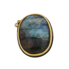 Large Oval Faceted Labradorite Ring