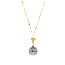 Tahitian Pearl & 22K Gold Charm Necklace