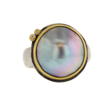 Tahitian Mabe Pearl and Diamond Ring