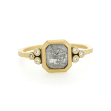 Square Rosecut Grey Diamond Gold Ring
