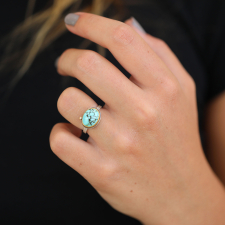 Oval Turquoise Silver and Gold Ring