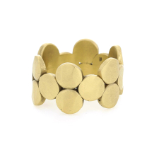 Wide Hammered Gold Dot Band Ring