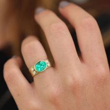 Rosecut Emerald and Diamond Ring Image