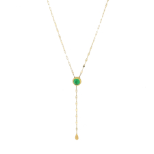 Rosecut Emerald Lariat Gold Necklace Image
