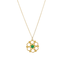 Small Emerald Mandala Gold Necklace Image