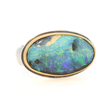 Oval Mixed Metal Boulder Opal Ring
