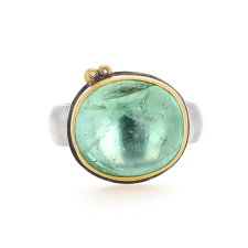 Oval Light Green Tourmaline Ring with Diamonds