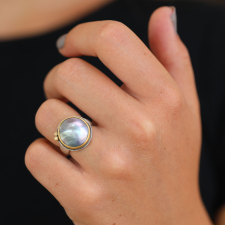 Tahitian Mabe Pearl and Diamond Ring