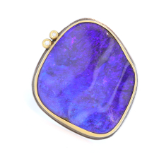 Asymmetrical Boulder Opal and Diamond Ring