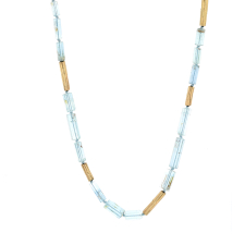 Aquamarine Gold Reed Necklace