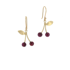 Garnet Cherry Gold Earrings