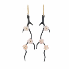 Oxidized Silver Cherry Blossom Earrings