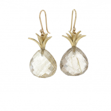 Rutilated Quartz Pineapple Gold Earrings