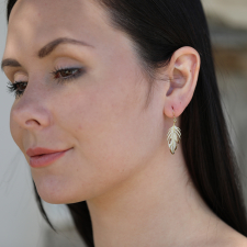 Gold Enameled Feather Earrings Image