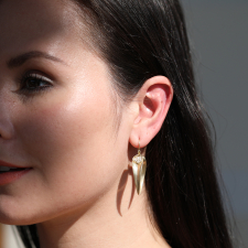 Gold Day Flowers Earrings with Pearls and Sapphires Image