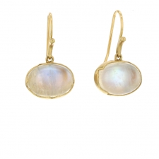 Rainbow Moonstone Egg 18k Gold Earrings