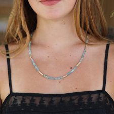 Aquamarine Gold Reed Necklace Image