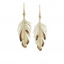 Gold Enameled Feather Earrings