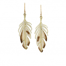Gold Enameled Feather Earrings Image