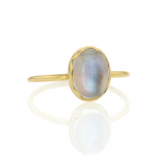 Small Rainbow Moonstone Egg Stacker Ring