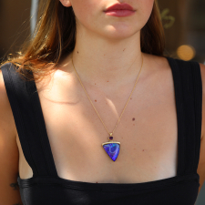 Boulder Opal and Rhodolite Hinged Pendant Necklace