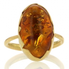 Amber 18k Egg Ring