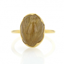 Golden Rutilated Quartz 18k Gold Egg Ring