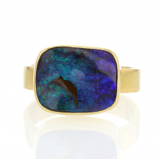 Rectangular Boulder Opal 18k Gold Ring Image