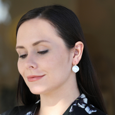 White Mother of Pearl Rose Petal Earrings Image