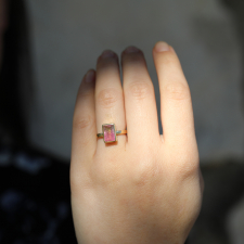 Pink Ombre Tourmaline Gold Ring