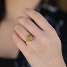 Golden Rutilated Quartz 18k Gold Egg Ring