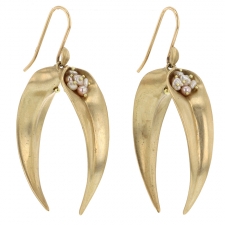 Gold Day Flowers Earrings with Pearls Image