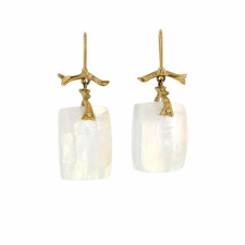 Rectangular Rainbow Moonstone 18k Branch Earrings