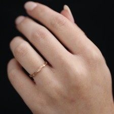 18k Rose Gold Coral Stick Scattered Diamond Ring