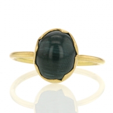 Green Cats Eye Tourmaline Egg Ring Image