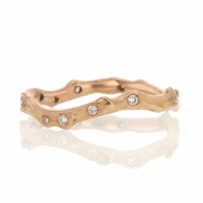 18k Rose Gold Coral Stick Scattered Diamond Ring Image