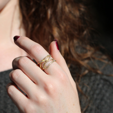 18k Gold Coral Branch Ring with Diamonds Image